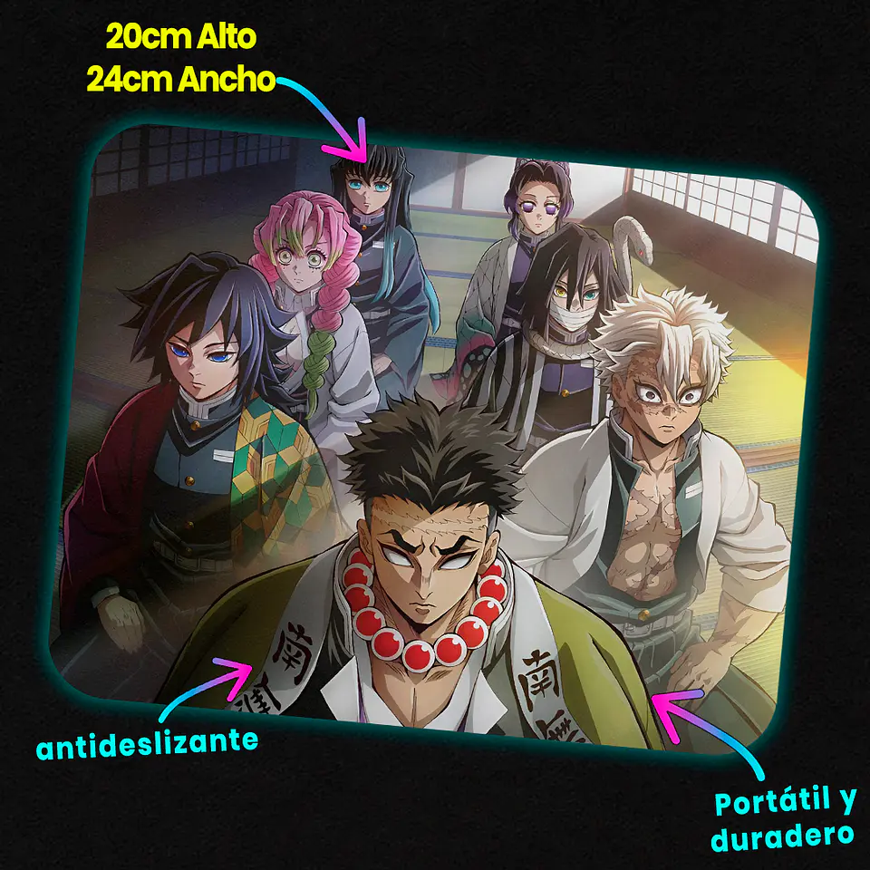 Mousepad 20x24 cm - Diseño Kimetsu Hashira Gathering 2