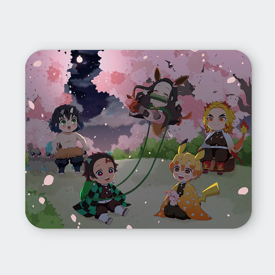 Mousepad 20x24 cm - Diseño Kimetsu Pika-Friends Sakura 1