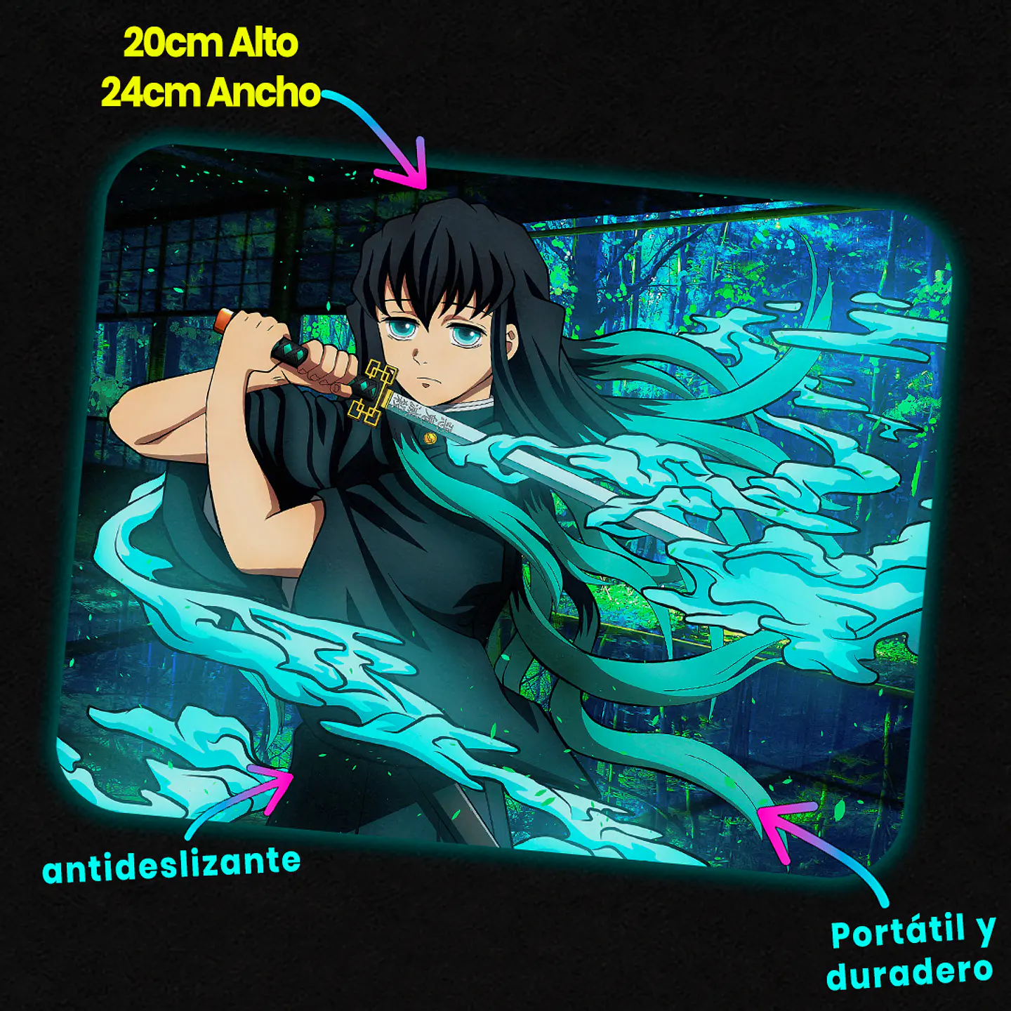 Mousepad 20x24 cm - Diseño Muichiro Mist Awakening 2