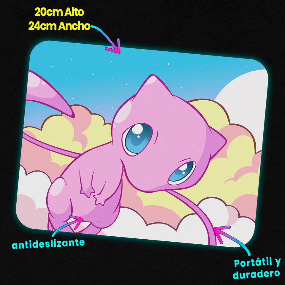 Mousepad 20x24 cm - Diseño Mew Dreamy Pastel Clouds 2