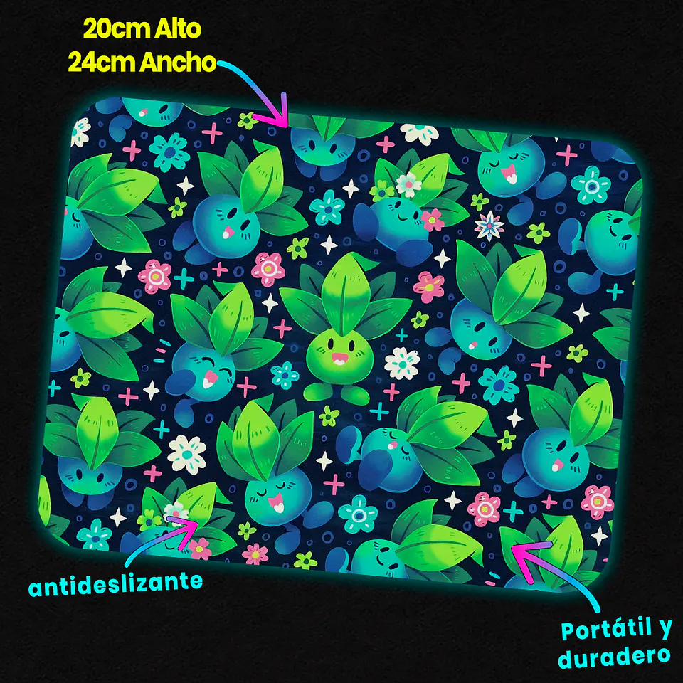 Mousepad 20x24 cm - Diseño Oddish Floral Midnight Pattern 2