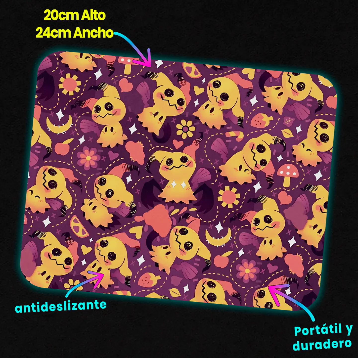 Mousepad 20x24 cm - Diseño Mimikyu Spooky-Cute Pattern 2