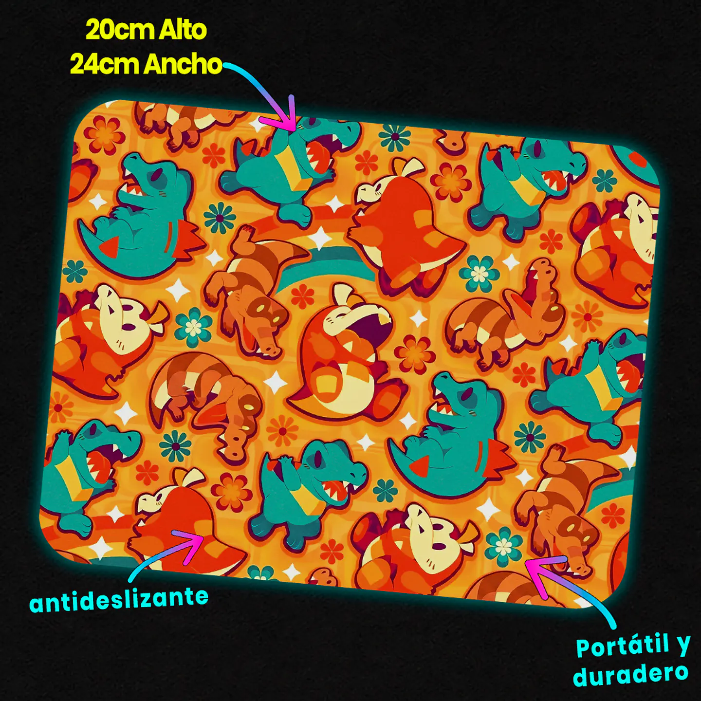 Mousepad 20x24 cm - Diseño Croco-Squad Retro Pattern 2