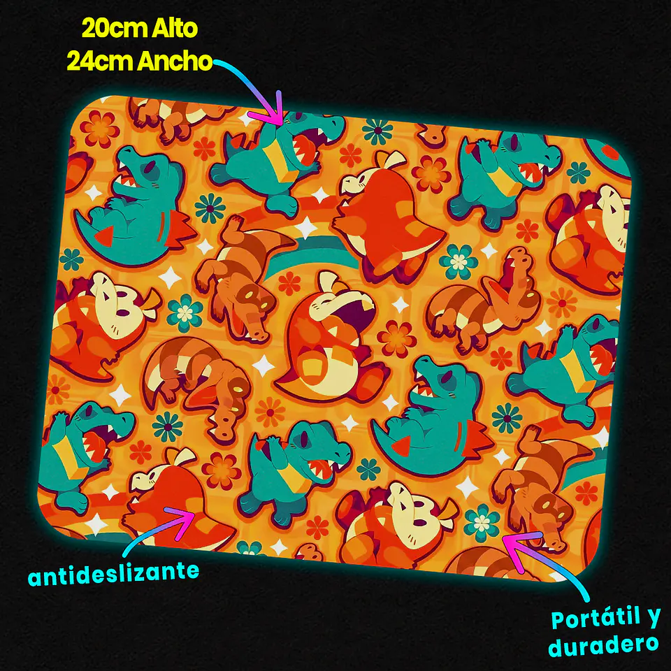 Mousepad 20x24 cm - Diseño Croco-Squad Retro Pattern 2