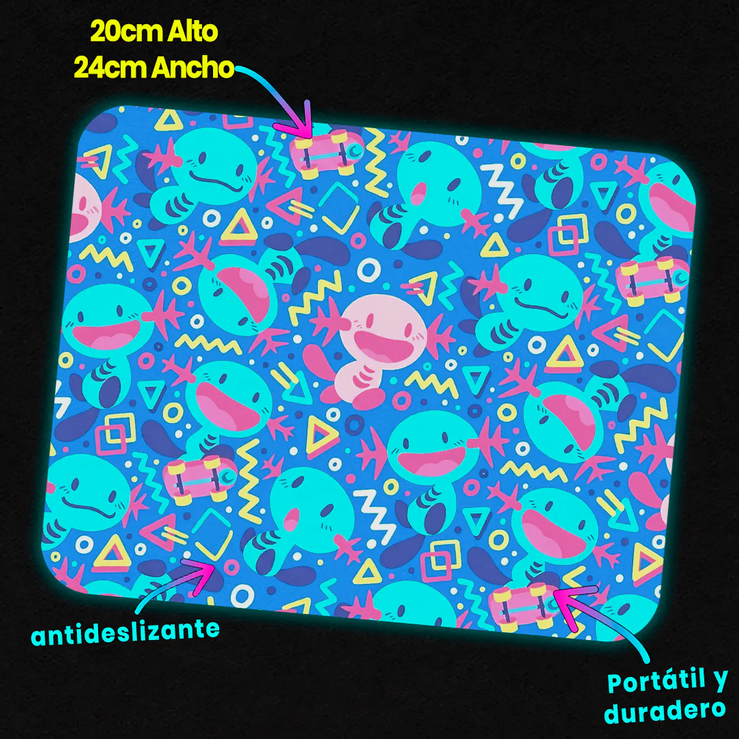 Mousepad 20x24 cm - Diseño Wooper 90s Rad Pattern 2
