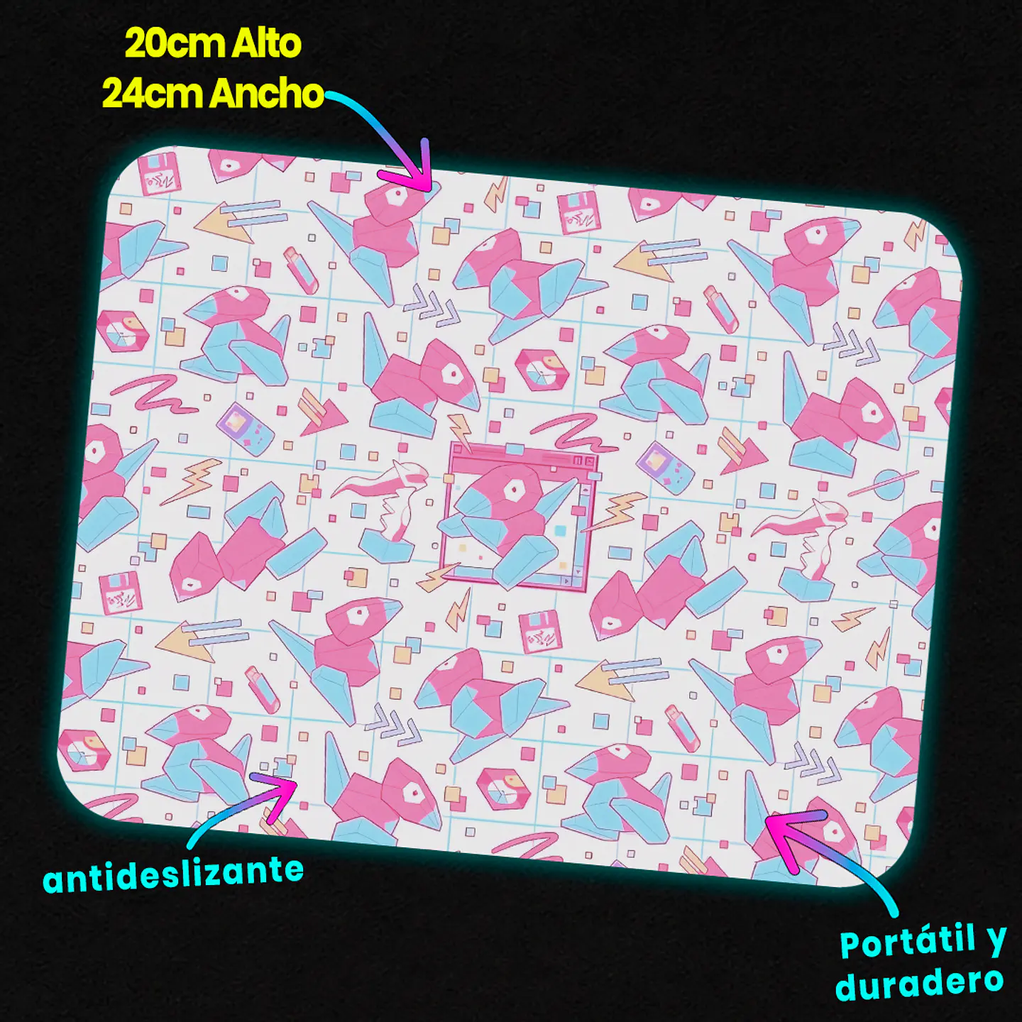 Mousepad 20x24 cm - Diseño Porygon Virtual Retro Pattern 2