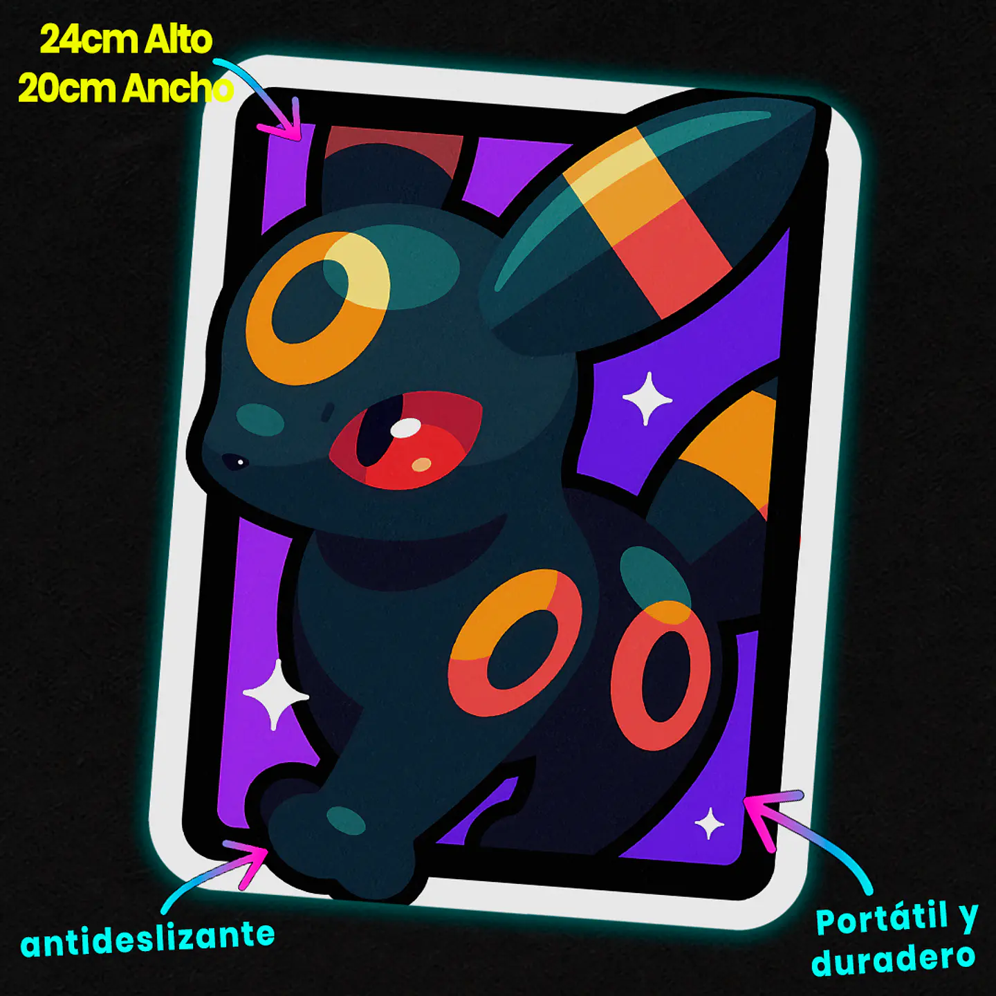 Mousepad 20x24 cm - Diseño Umbreon Moonlight Neon Pop 2