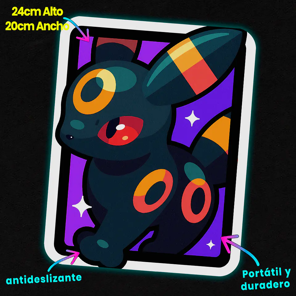 Mousepad 20x24 cm - Diseño Umbreon Moonlight Neon Pop 2