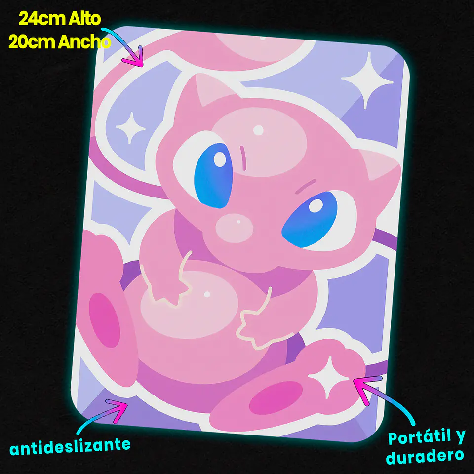Mousepad 20x24 cm - Diseño Mew Mystic Pastel Sparkle 2