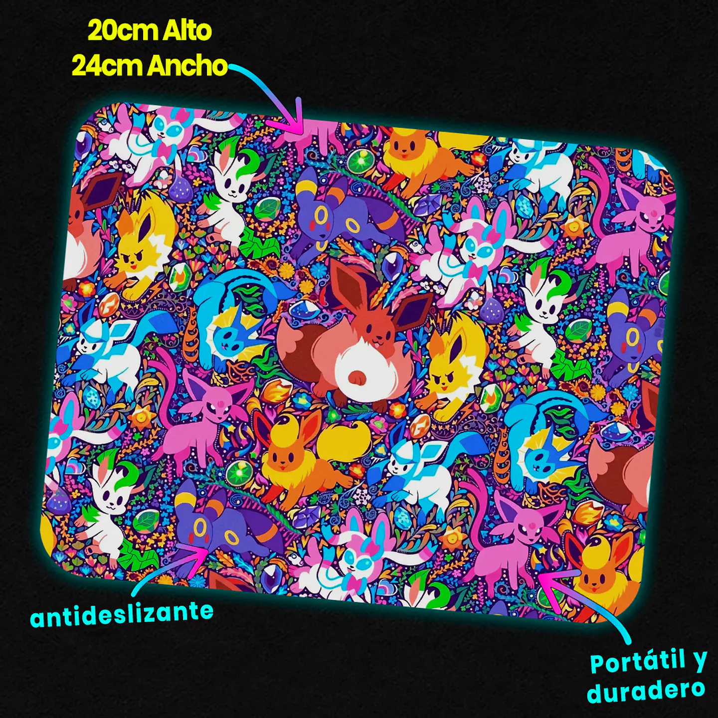Mousepad 20x24 cm - Diseño Eeveelutions Garden Pattern 2
