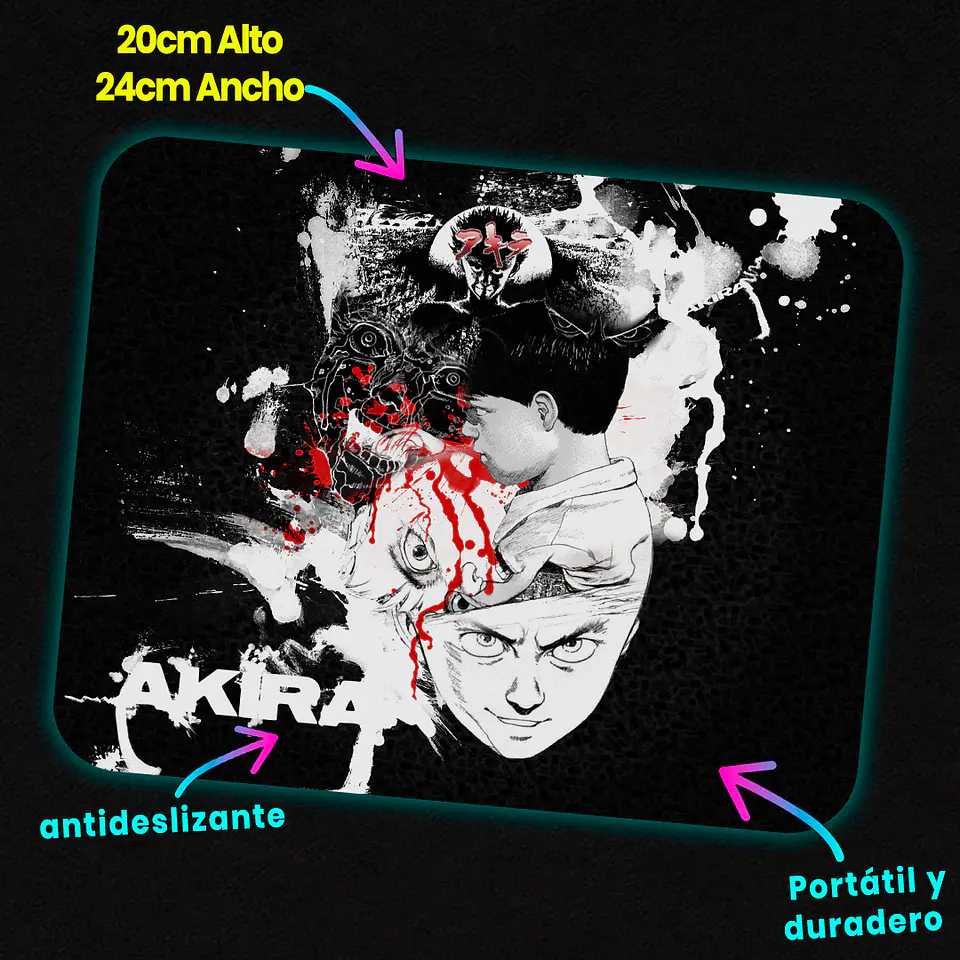 Mousepad 20x24 cm - Diseño Akira Crimson Chaos Splatter 2