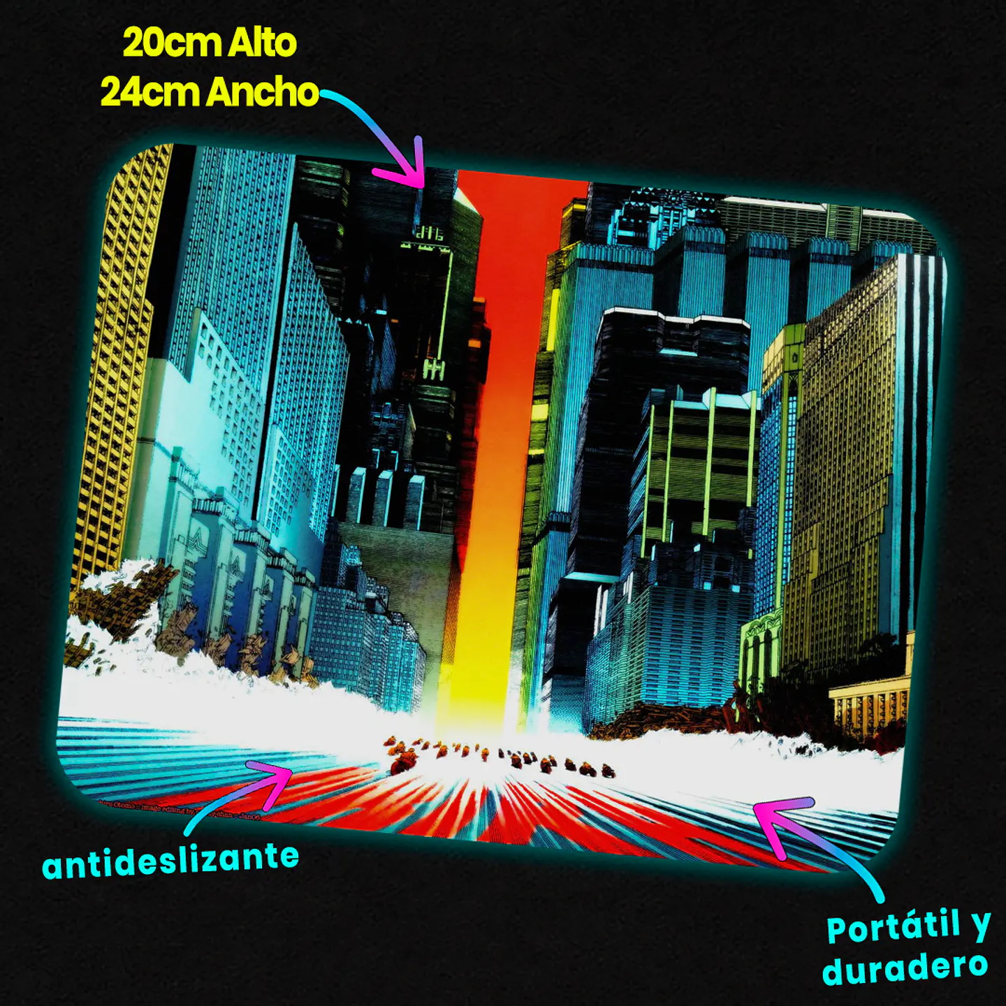 Mousepad 20x24 cm - Diseño Akira Neo-Tokyo Skyline 2