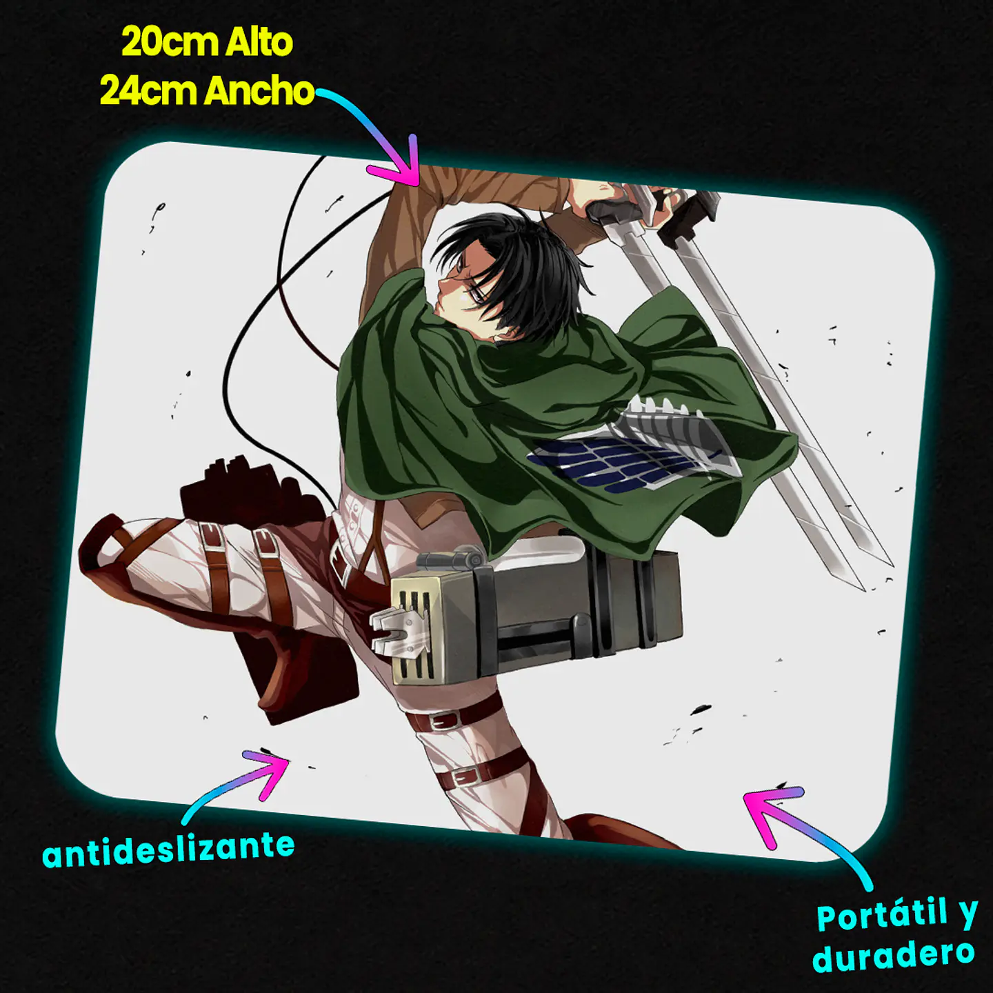 Mousepad 20x24 cm - Diseño Levi Ackerman 