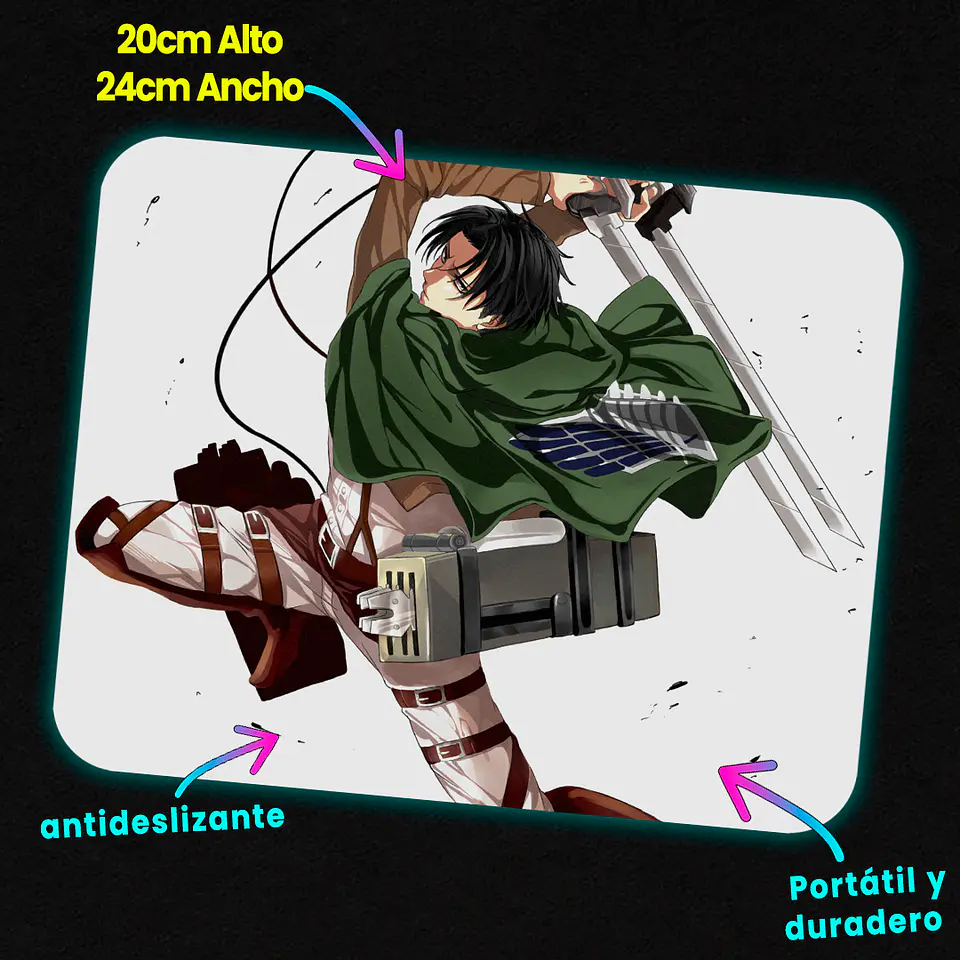 Mousepad 20x24 cm - Diseño Levi Ackerman 