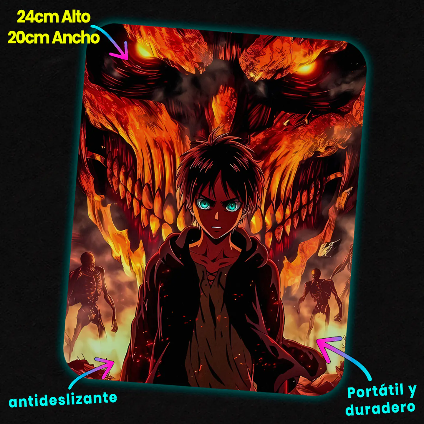 Mousepad 20x24 cm - Diseño Eren Yeager Founder's Wrath 2