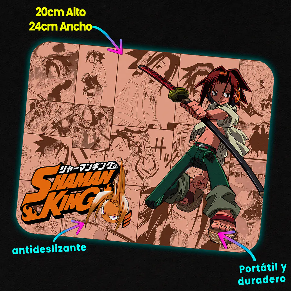 Mousepad 20x24 cm - Diseño Shaman King El Camino de Yoh & Amidamaru 2