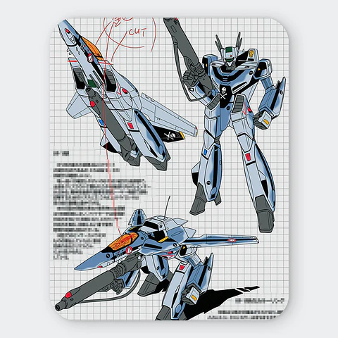 Mousepad 20x24 cm - Diseño Robotech VF-1S Skull Leader Blueprint