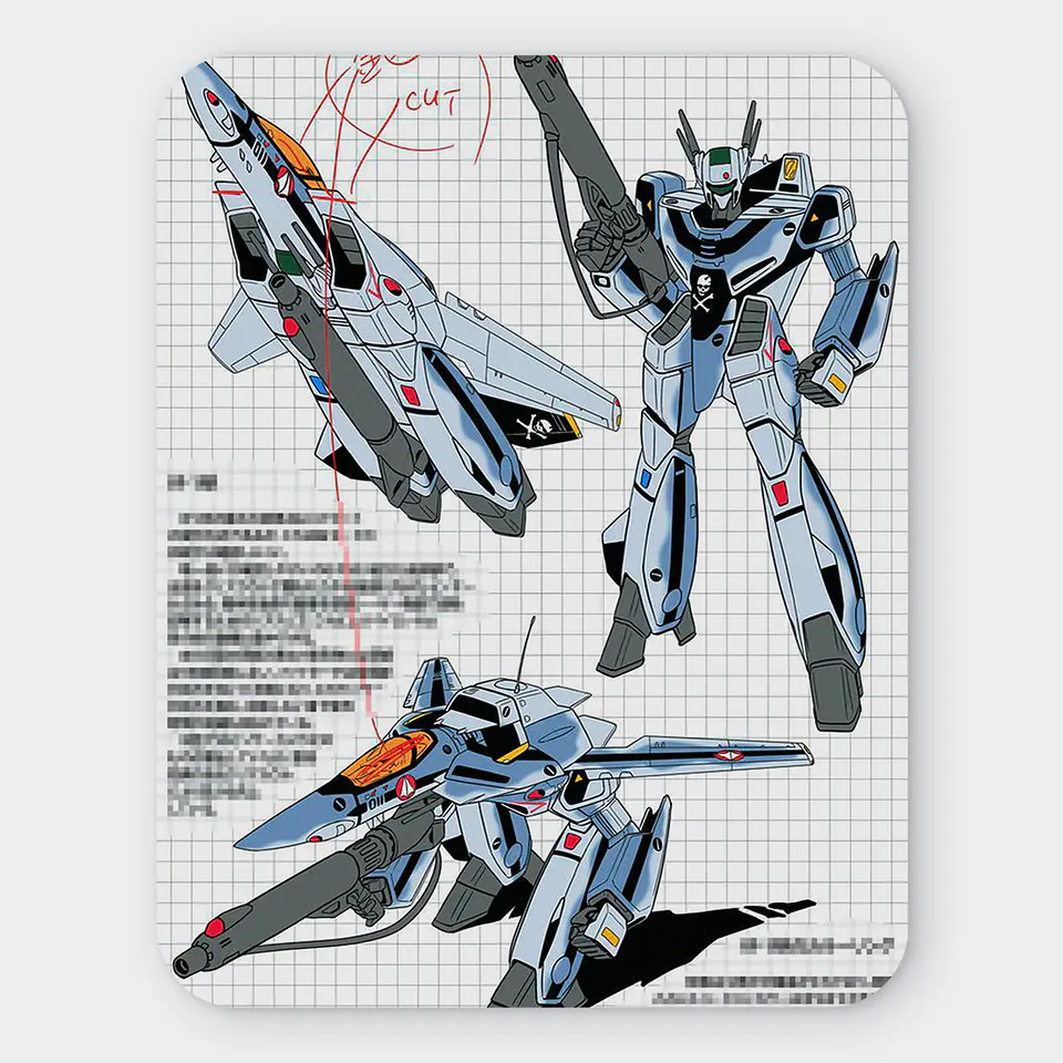 Mousepad 20x24 cm - Diseño Robotech VF-1S Skull Leader Blueprint 1