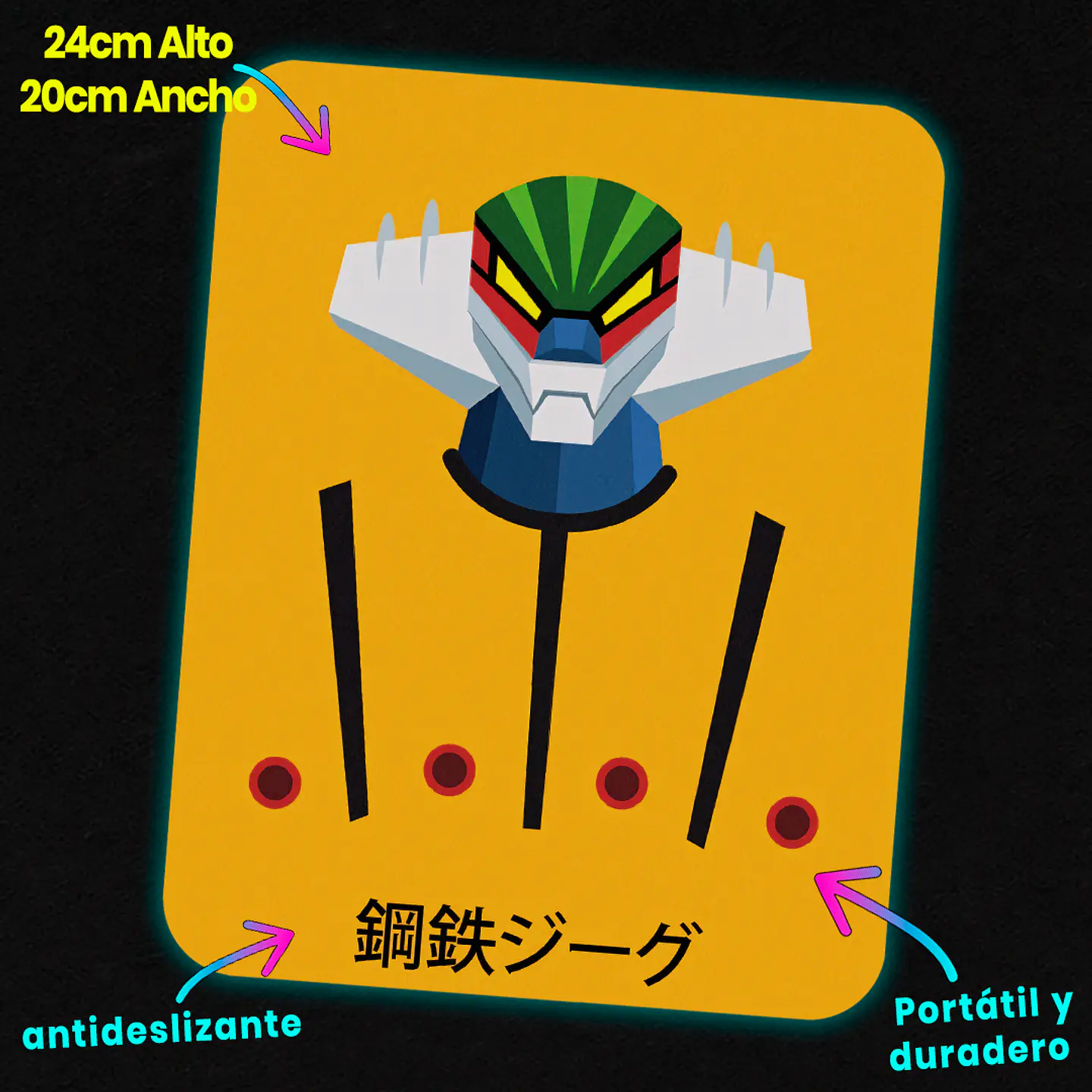 Mousepad 20x24 cm - Diseño Kotetsu Jeeg Magnetic Geometry 2