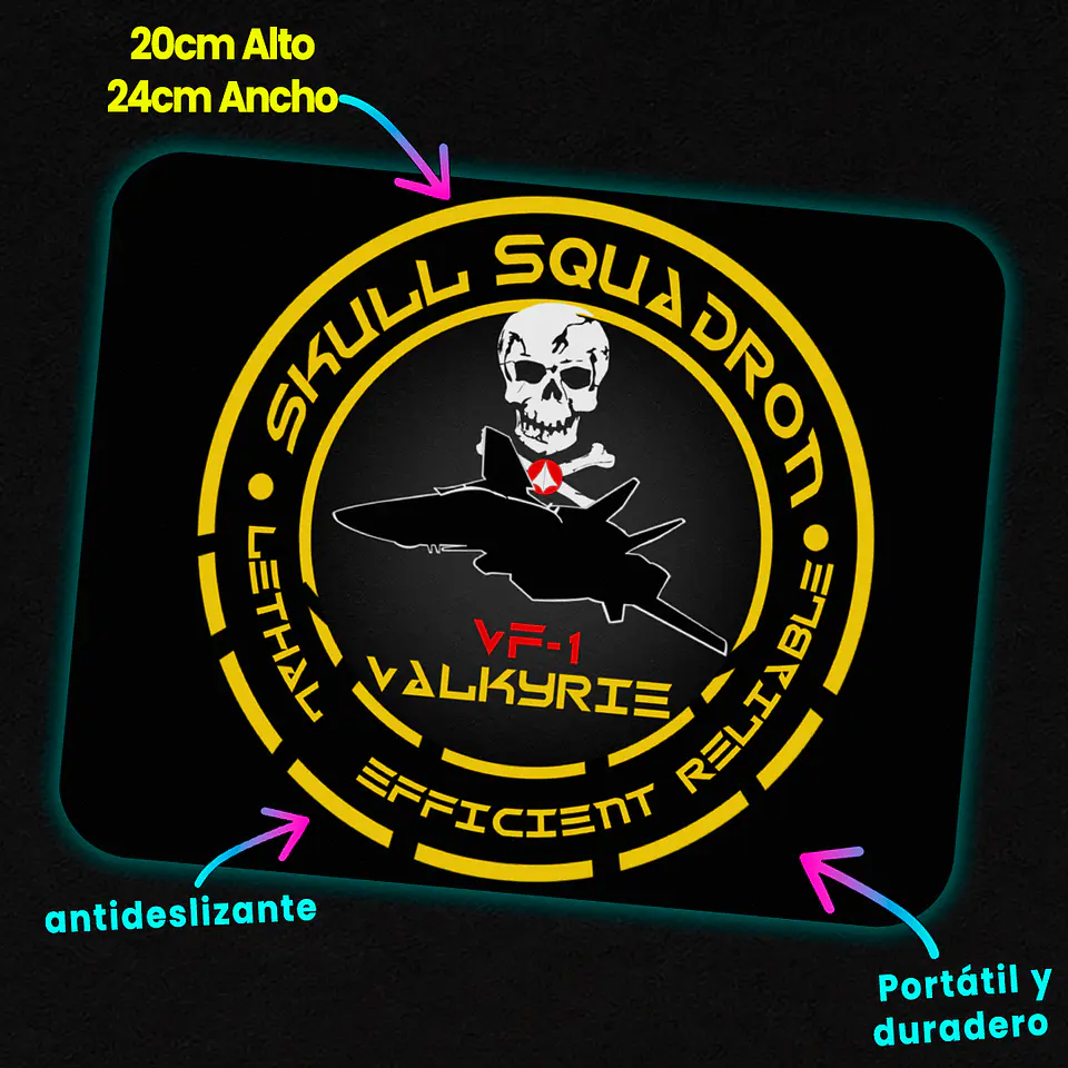 Mousepad 20x24 cm - Diseño Robotech Skull Squadron Tactical Crest 2