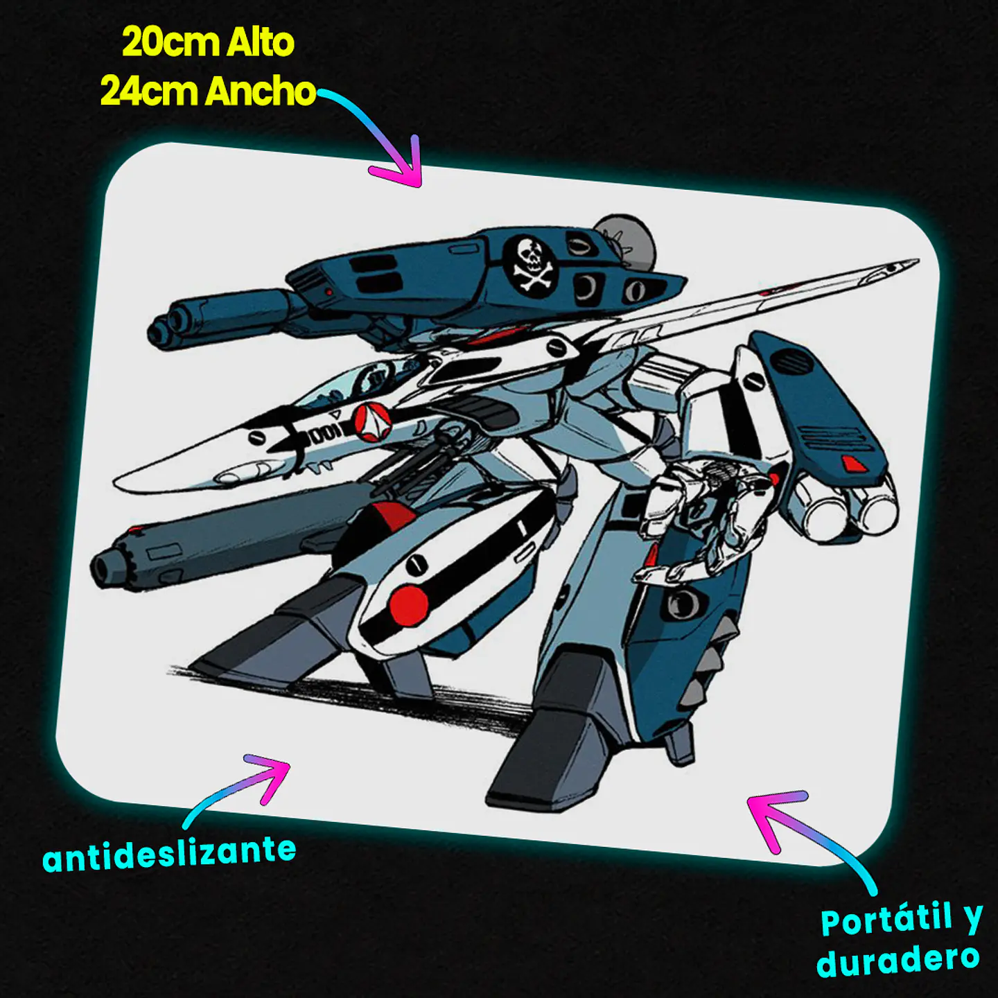 Mousepad 20x24 cm - Diseño Valkyrie Skull Leader VF-1S 2