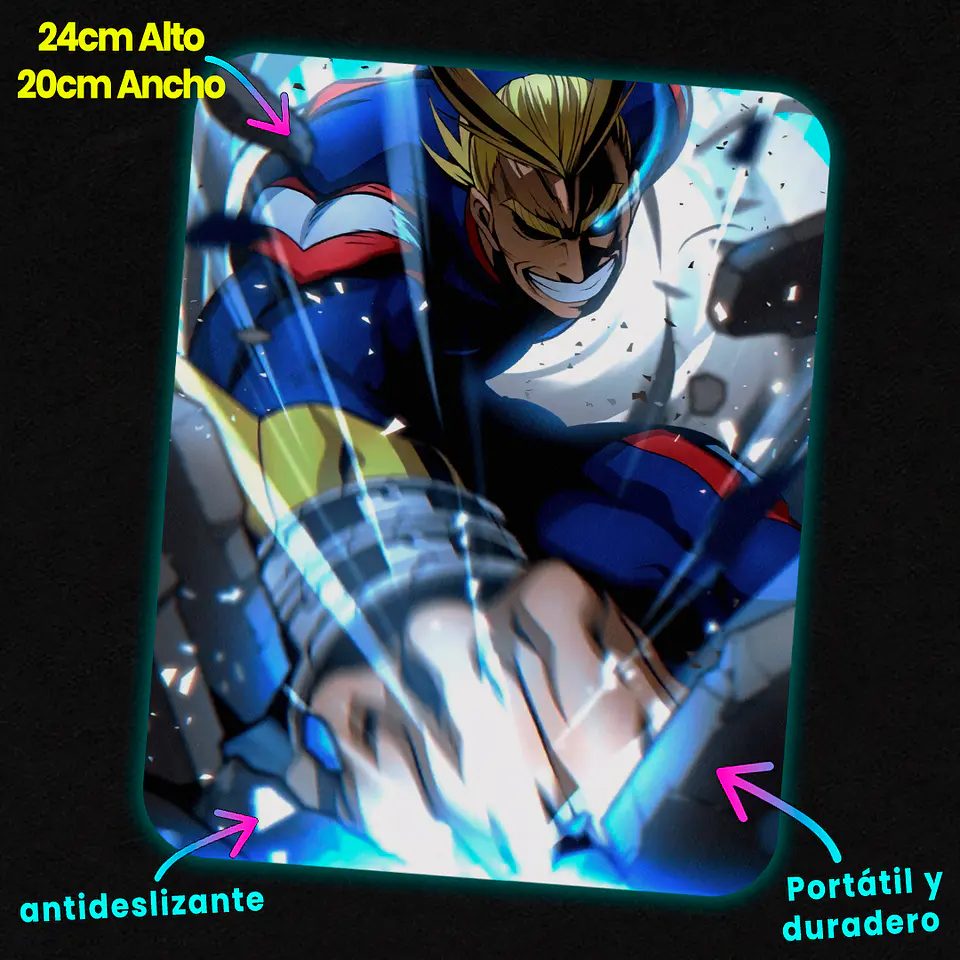 Mousepad 20x24 cm - Diseño All Might United Justice 2