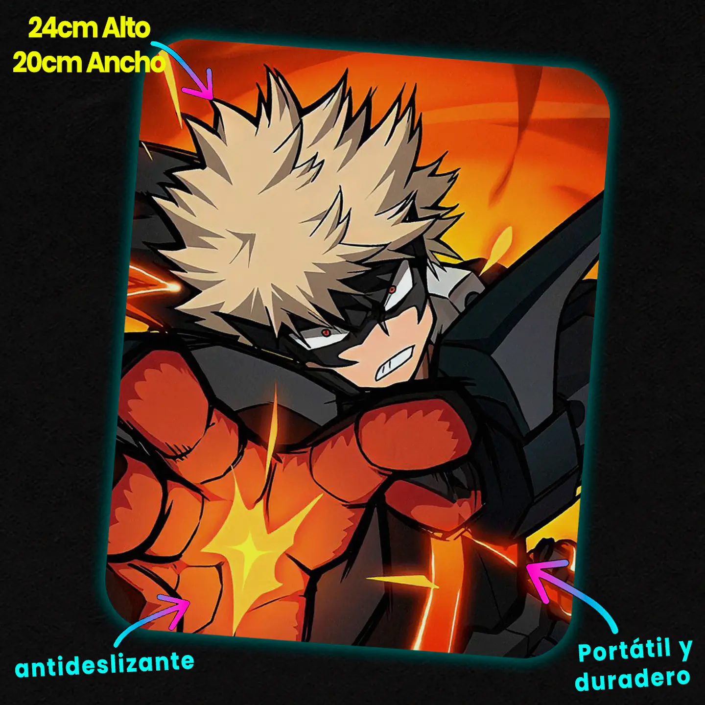 Mousepad 20x24 cm - Diseño Katsuki Bakugo Explosive Rush 2