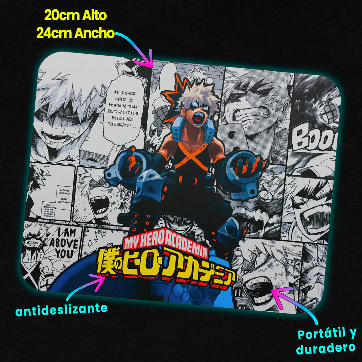 Mousepad 20x24 cm - Diseño Bakugo Explosive Panel  2