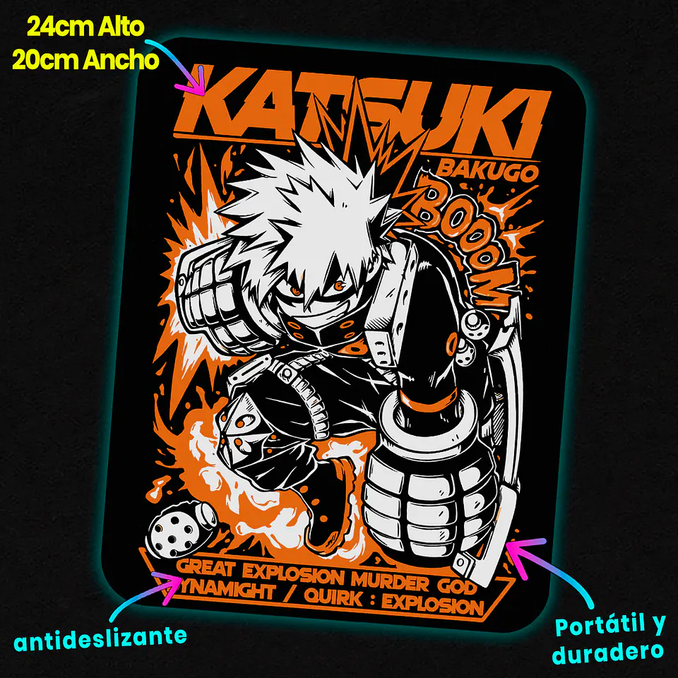 Mousepad 20x24 cm - Diseño Bakugo Great Explosion 2