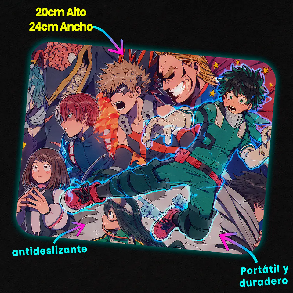Mousepad 20x24 cm - Diseño Boku no Hero Class 1-A Heroes & Villains 2