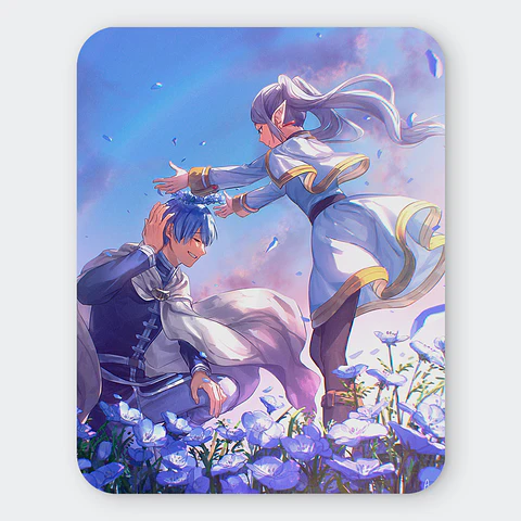 Mousepad 20x24 cm - Diseño Frieren & Himmel: Eternal Blue Bloom