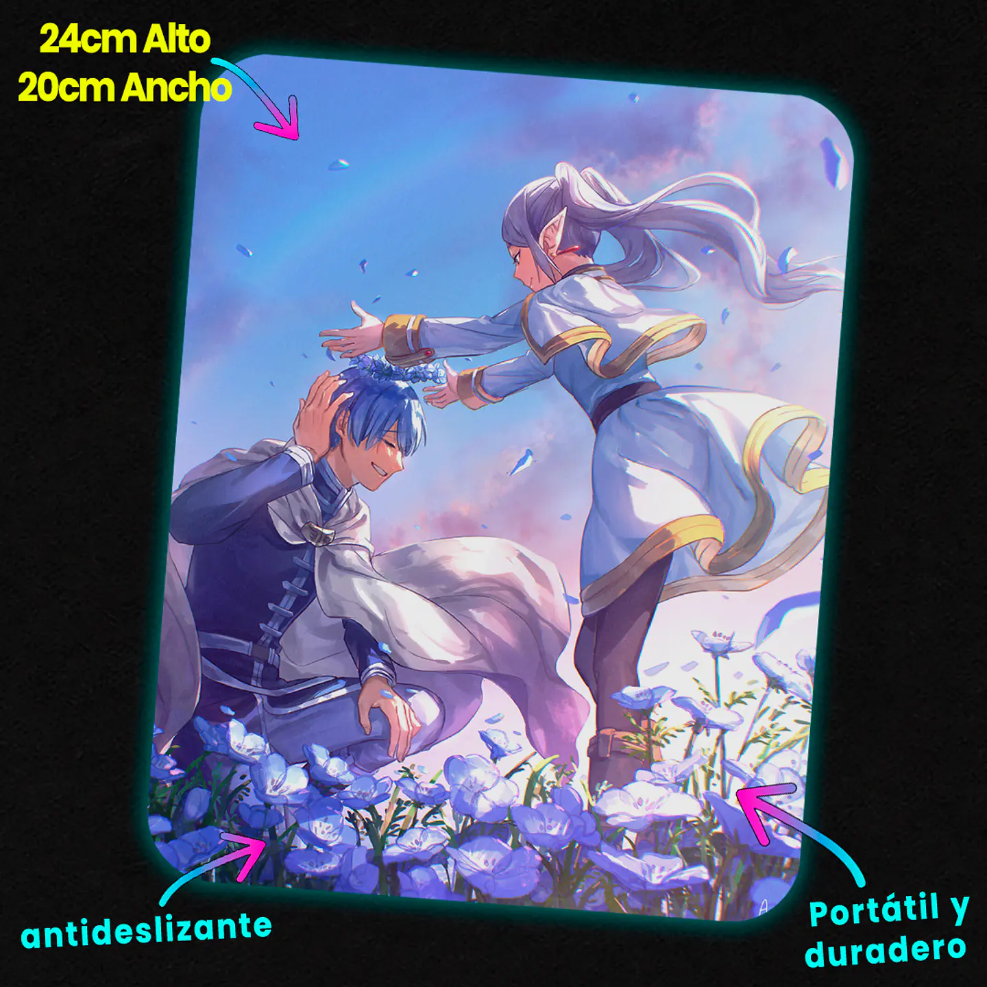 Mousepad 20x24 cm - Diseño Frieren & Himmel: Eternal Blue Bloom 2