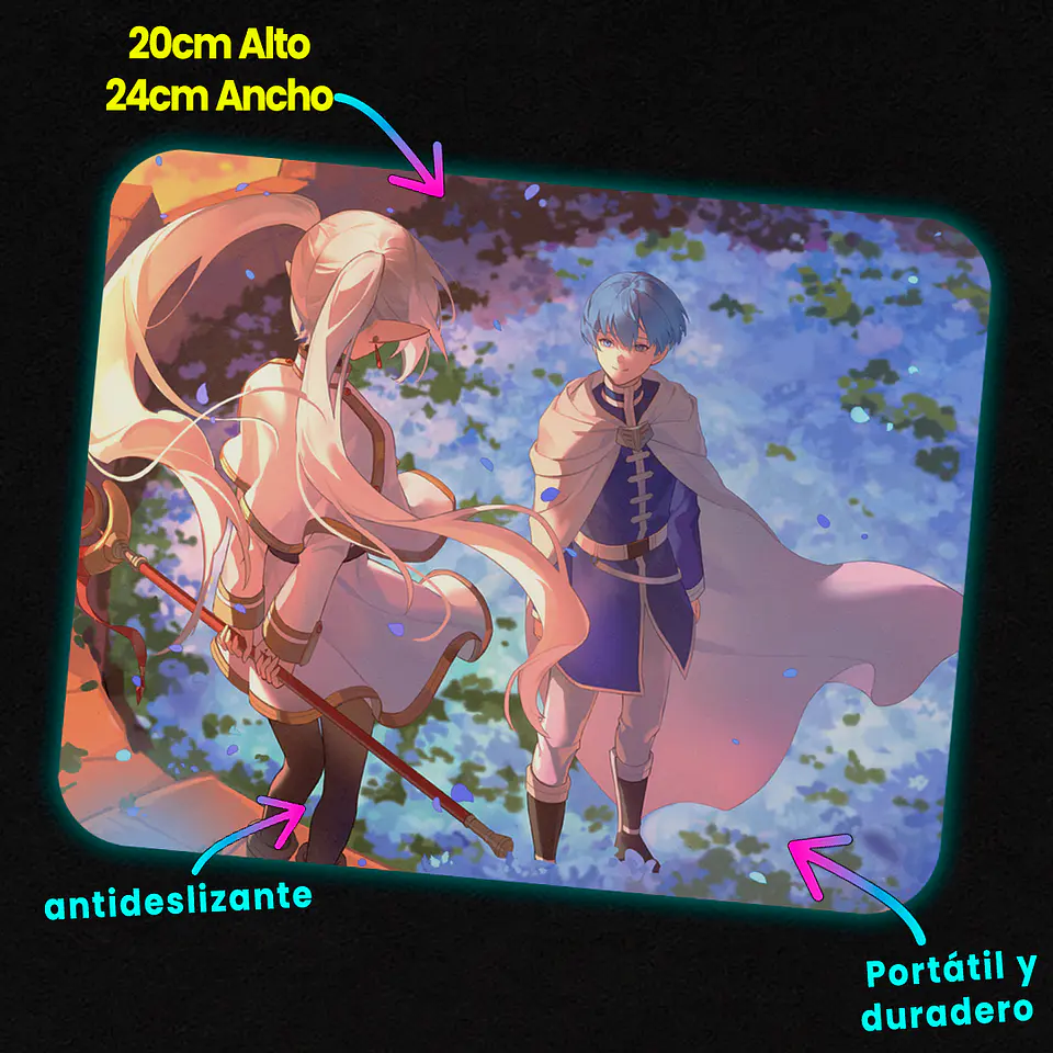 Mousepad 20x24 cm - Diseño Frieren & Himmel: Blue Petals Memory 2
