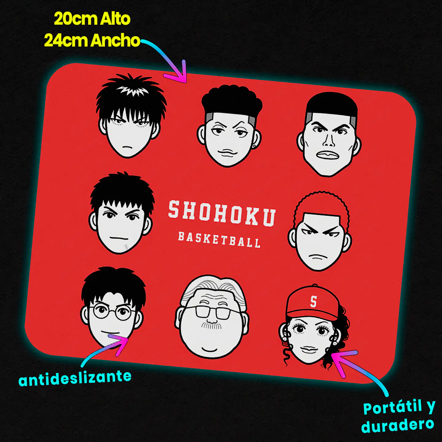 Mousepad 20x24 cm - Diseño Shohoku Basketball Team Icons 2