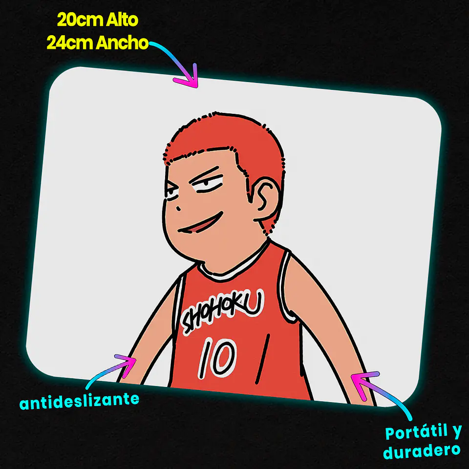 Mousepad 20x24 cm - Diseño Hanamichi Sakuragi Tensai Mode 2