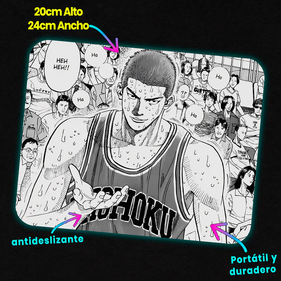 Mousepad 20x24 cm - Diseño Hanamichi Sakuragi Manga Panel 2