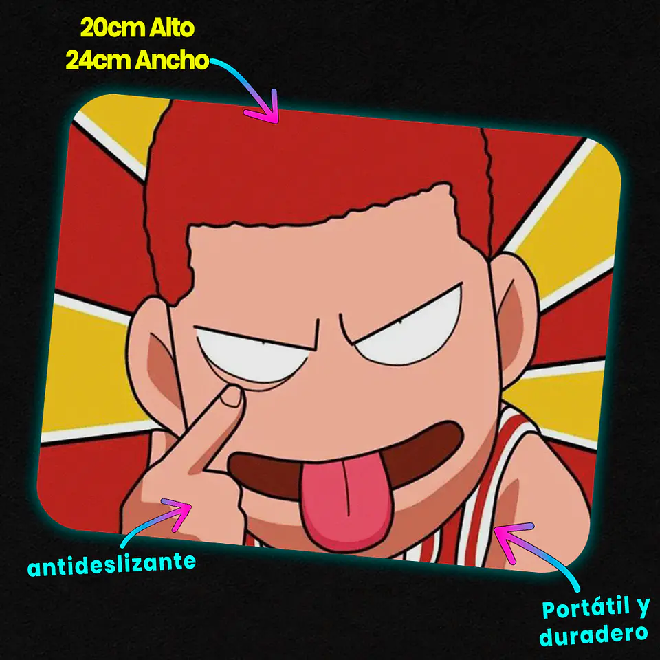 Mousepad 20x24 cm - Diseño Hanamichi Sakuragi Chibi Rebel 2