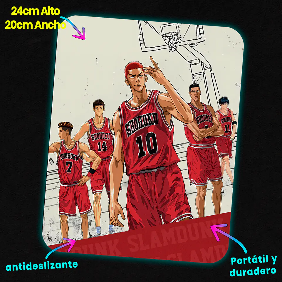 Mousepad 20x24 cm - Diseño Shohoku Starting Five Elite 2