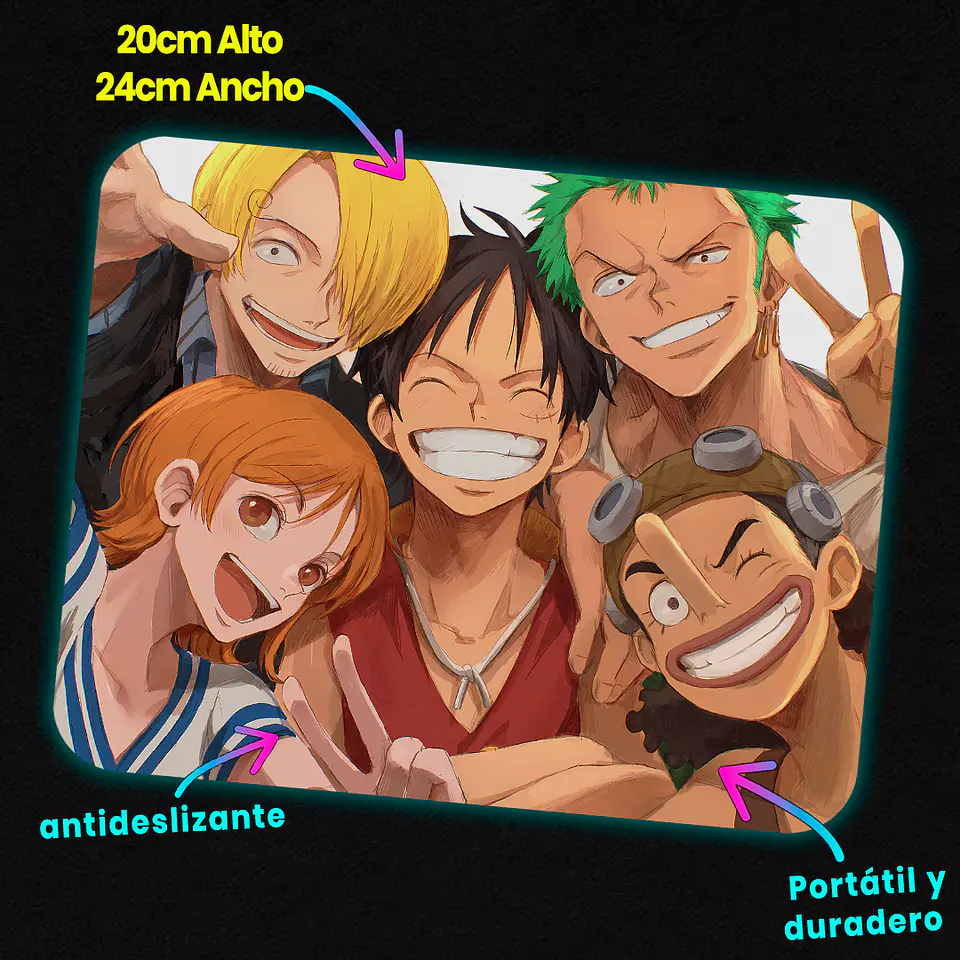 Mousepad 20x24 cm - Diseño Mugiwara Nakama Selfie 2