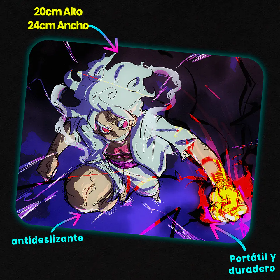 Mousepad 20x24 cm - Diseño Luffy Gear 5 Sun God Awakening 2