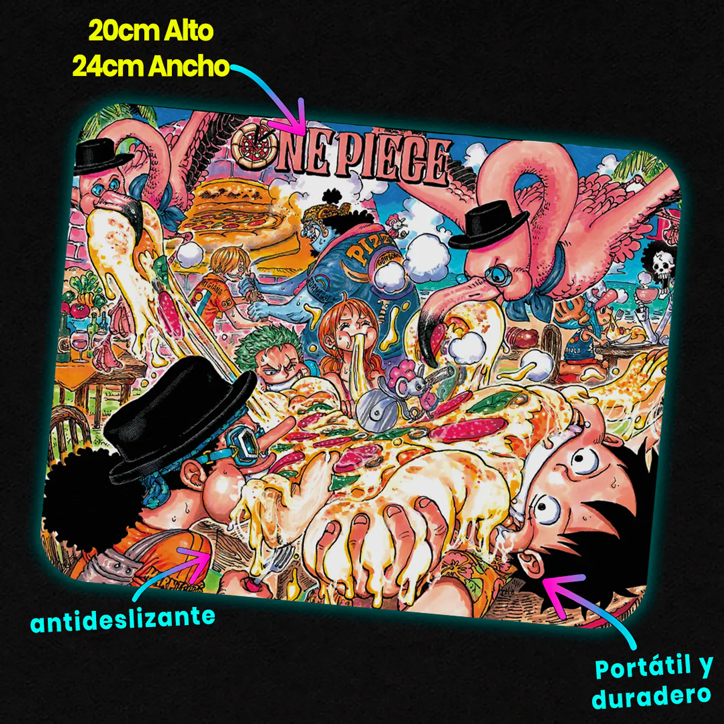 Mousepad 20x24 cm - Diseño One Piece Pizza Party Chaos 2