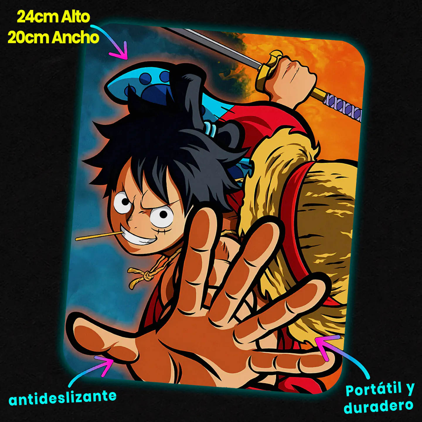 Mousepad 20x24 cm - Diseño Luffy Wano Warrior Spirit 2