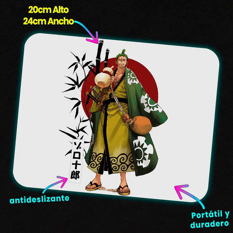 Mousepad 20x24 cm - Diseño Zoro 