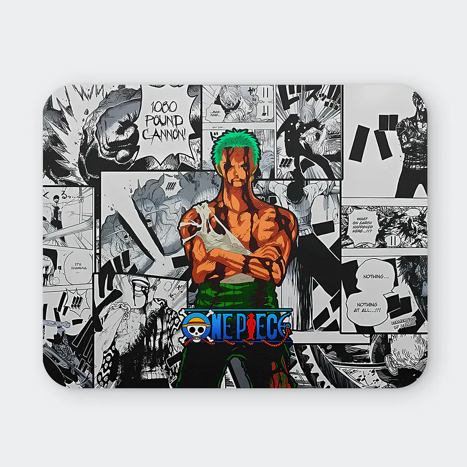 Mousepad 20x24 cm - Diseño Zoro Roronoa Nothing Happened Manga Collage 1