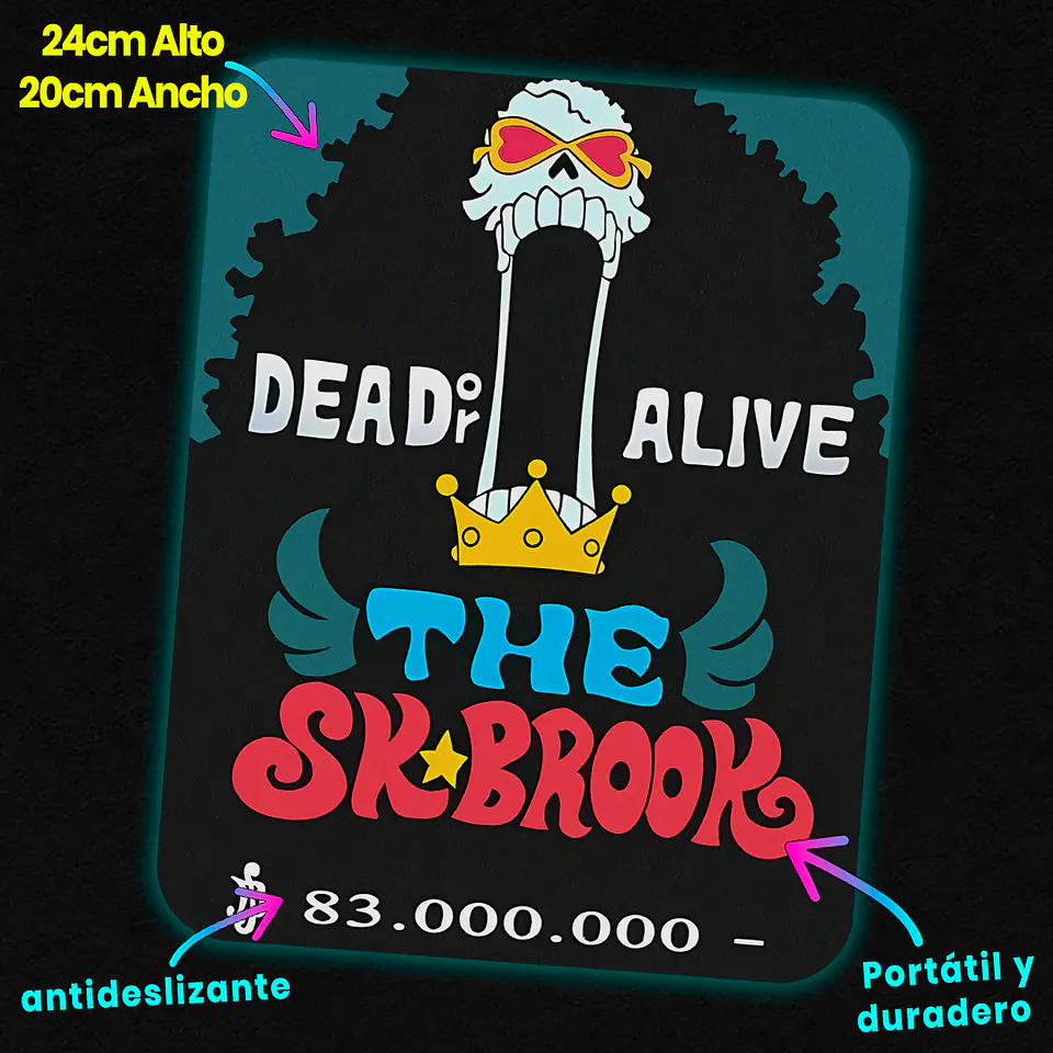 Mousepad 20x24 cm - Diseño Brook Soul King Wanted Poster 2