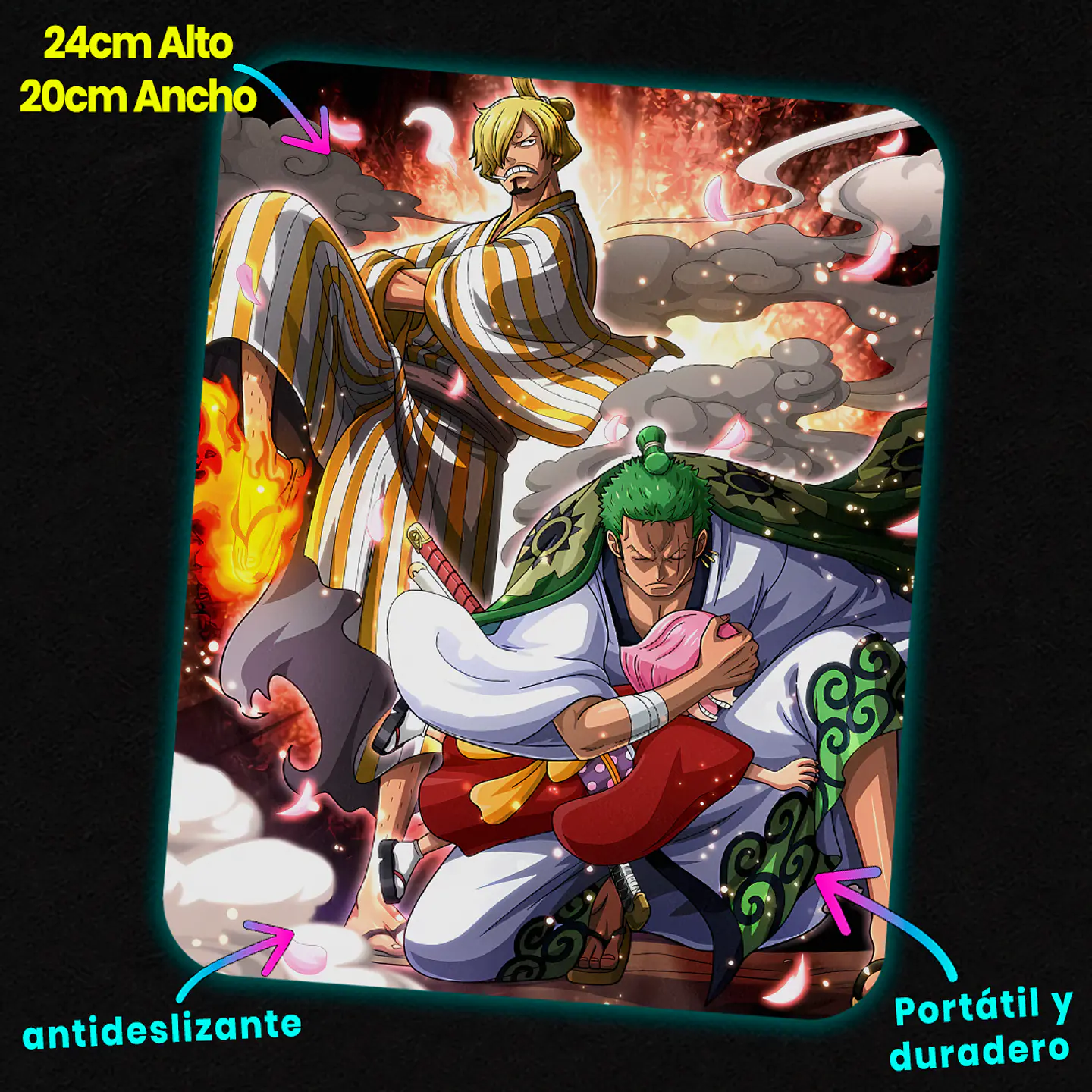 Mousepad 20x24 cm - Diseño Zoro & Sanji Wano Guardians 2