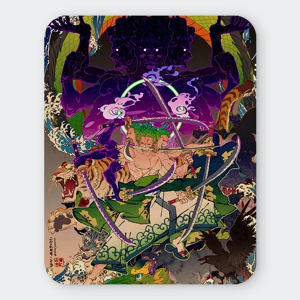 Mousepad 20x24 cm - Diseño Zoro Roronoa Ashura Mythical Beast 1