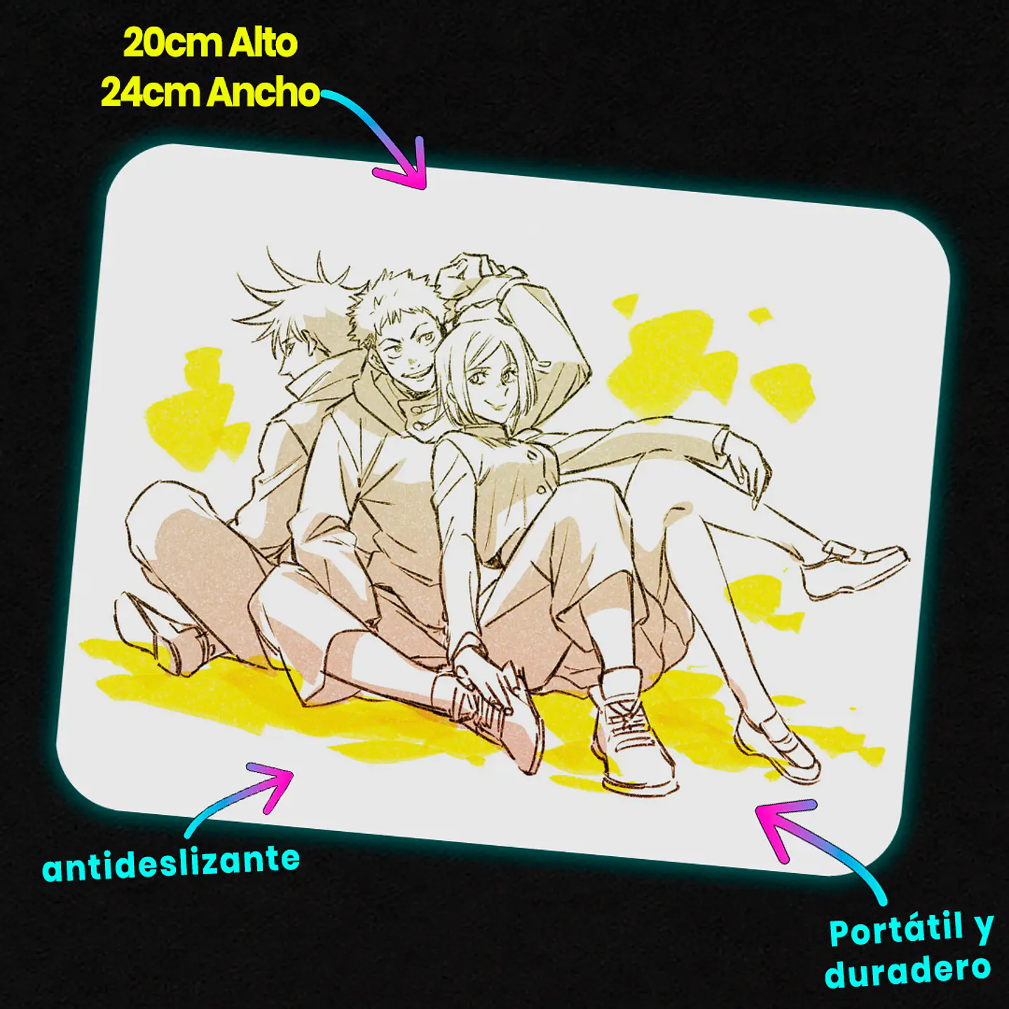 Mousepad 20x24 cm - Diseño Jujutsu Kaisen Tokyo Trio Sketch 2