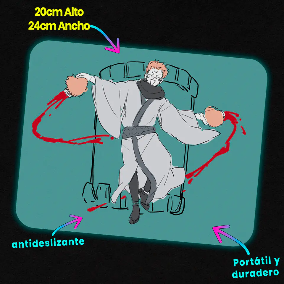 Mousepad 20x24 cm - Diseño Ryomen Sukuna Bloody Cheerleader 2