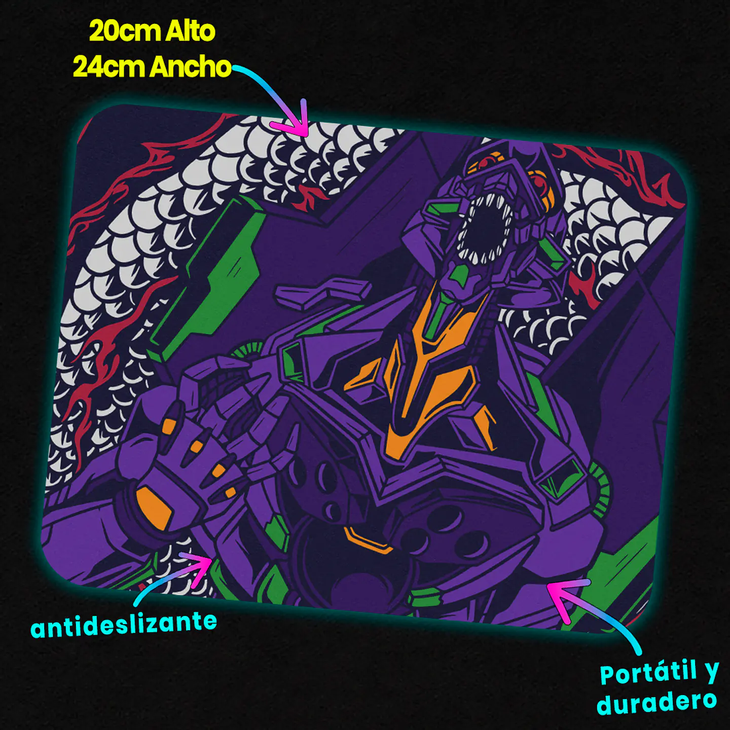 Mousepad 20x24 cm - Diseño Evangelion 